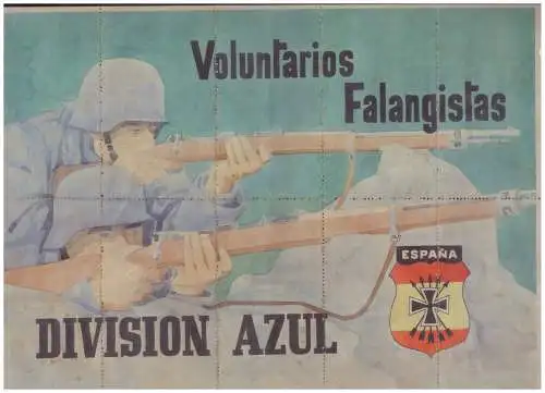Dt- Reich (006191) Propaganda 10 Essensmarken Voluntarios Falagistas (Blaue Division Spanien) 1941 Blattgröße A4!!    Nach dem Krieg hergestellte Phantasie Produktion!!