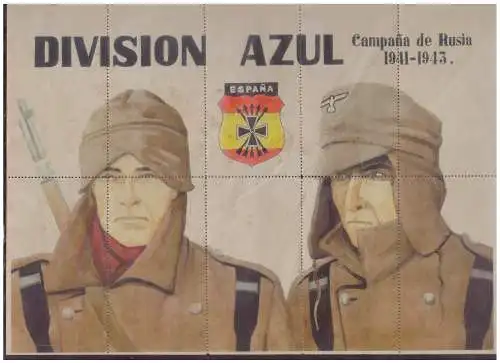 Dt- Reich (006196) Propaganda 10 Essensmarken Division Azul Rusia 1941/ 1943 (Blaue Division Spanien) Blattgröße A4!!    Nach dem Krieg hergestellte Phantasie Produktion!!