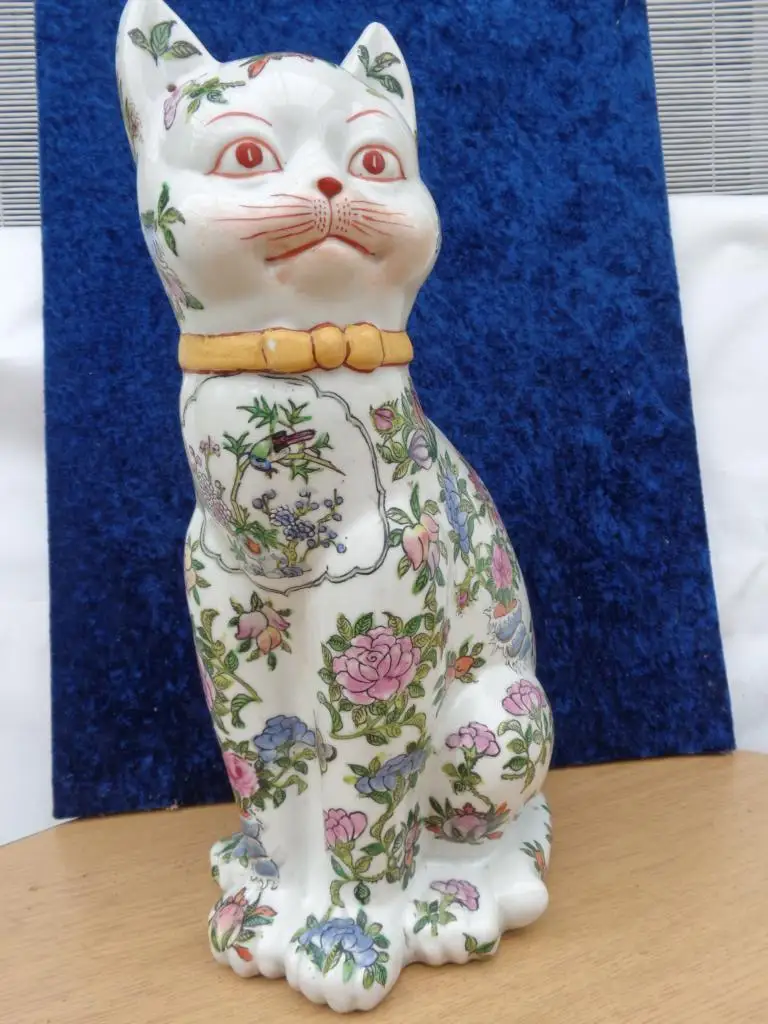 Große asiatische PORZELLAN KATZE Imari?/Kutani?, handbemalt, gemarkt, TOP+RAR 0