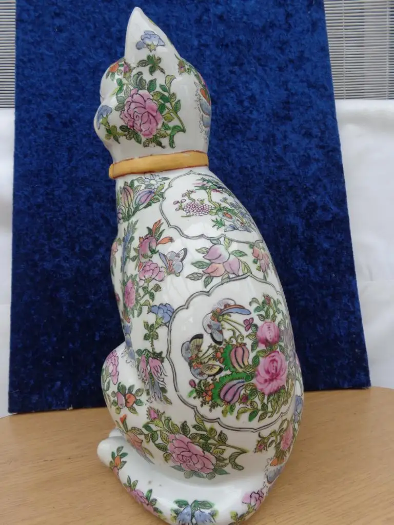 Große asiatische PORZELLAN KATZE Imari?/Kutani?, handbemalt, gemarkt, TOP+RAR 2