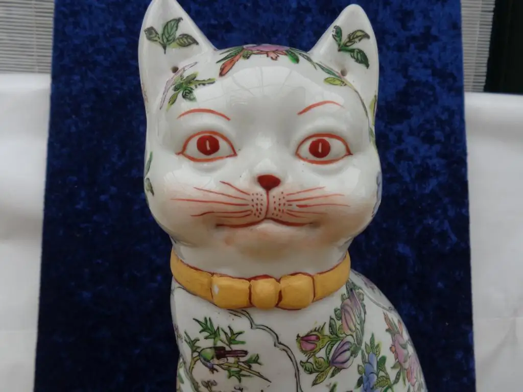 Große asiatische PORZELLAN KATZE Imari?/Kutani?, handbemalt, gemarkt, TOP+RAR 5