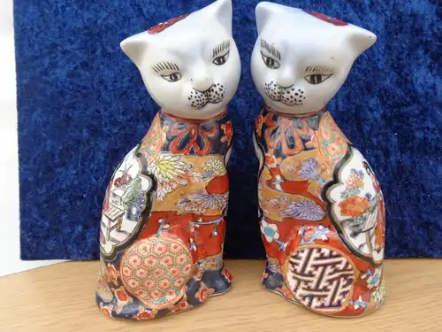 Altes asiatisches Porzellan \"KATZEN PAAR\" mit Cloisonne-Malerei, sehr gut TOP + RAR!