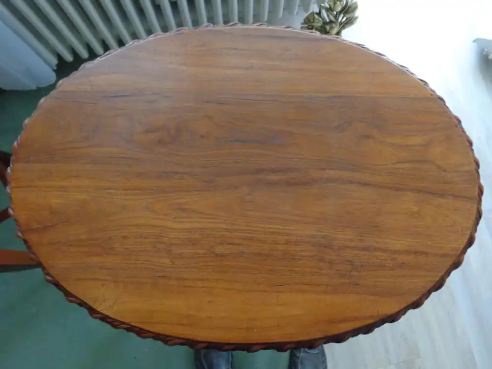 Alter ovaler BEISTELLTISCH mit ZWISCHENABLAGE, stabil, Nussbaum?, gebraucht, TOP 5