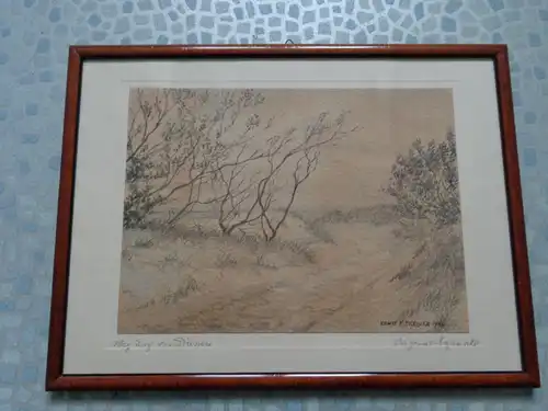 Altes Orig. Aquarell "Der Weg durch die Dünen", Ernst E. Pressler 1936 signiert