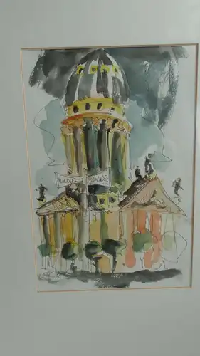 AQUARELLBILD BERLINMOTIV Wechselbilderrahmen(2) 41x31cm, sehr neuwertig