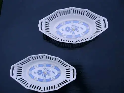 2 ov. Porzellan SCHALEN MIT DEKOR 18+21cm Thüringen, neu, gemarkt, ca. 1980, TOP