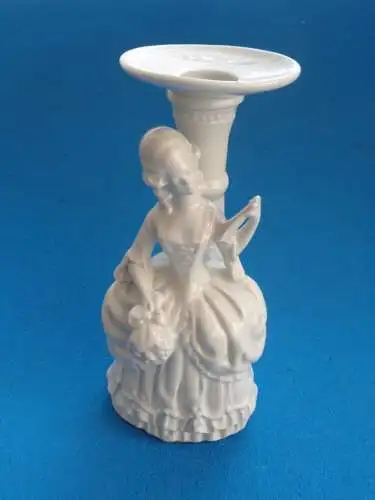 Porzellanfigur "Dame mit Buch" als Leuchter o. Lampenfuß, 1980 Gräfenthal, NEU