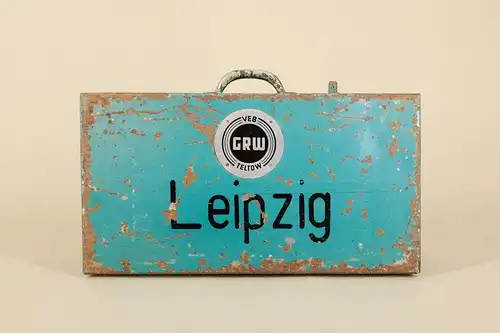  Industrieller Leipzig Koffer aus Metall von VEB GRW Teltow, 1950er 