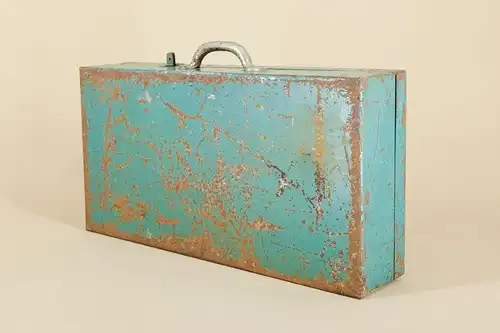  Industrieller Leipzig Koffer aus Metall von VEB GRW Teltow, 1950er 