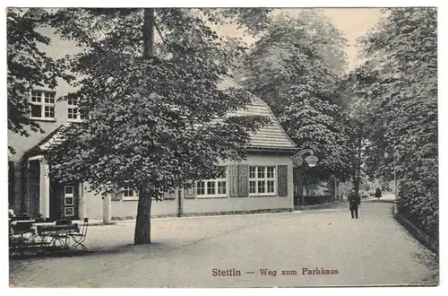 Ak Stettin Weg zum Parkhaus Szczecin Pommern Polen 1924