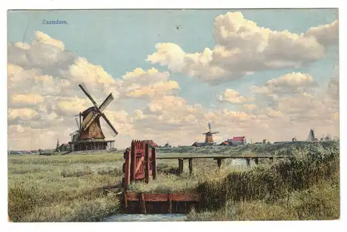 Ak Zaandam Windmühle Feldpost Stempel bayrische 4 Inf.Div. 9 IR 1916