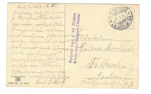 Ak Zaandam Windmühle Feldpost Stempel bayrische 4 Inf.Div. 9 IR 1916