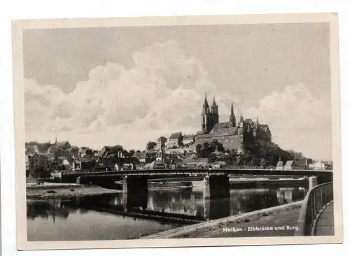 Ak Meißen Sachsen Elbbrücke und Burg