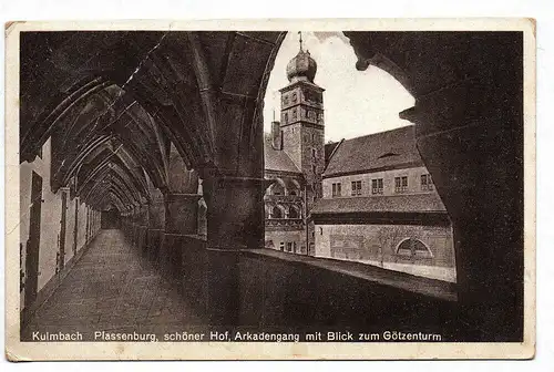 Foto Ak Kulmbach Plassenburg schöner Hof Arkadengang mit Blick zum Götzenturm