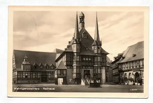 Foto Ansichtskarte Wernigerode Harz Rathaus Ak DDR 1956