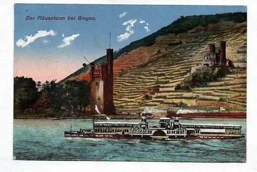 Ak Der Mäuseturm bei Bingen Rheinland-Pfalz Binger-Mäuseturm