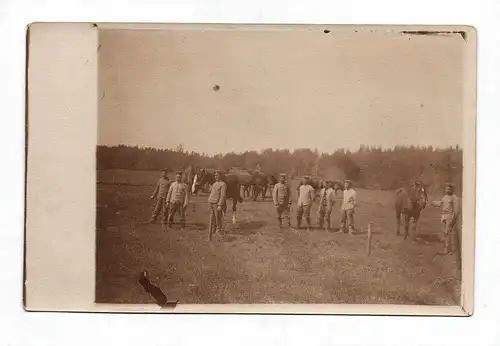 Foto Postkarte altes Bild mit Soldaten und Pferden