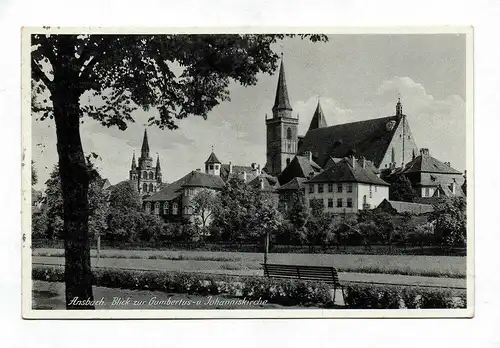 Ak Ansbach Blick zur Gumbertus- und Johanneskirche 1937