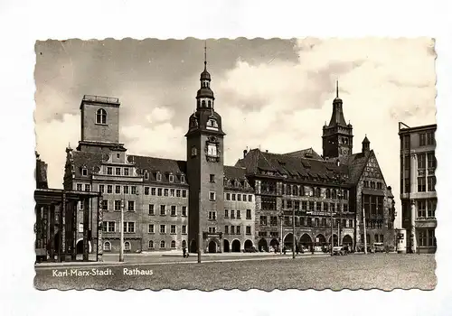 Foto Ak Postkarte Karl Marx Stadt Rathaus