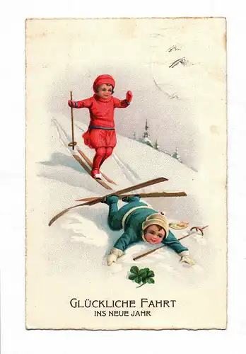 Ak Glückliche Fahrt ins neue Jahr Motivkarte Neujahr Glückwunschkarte 1933
