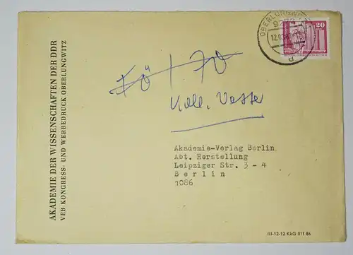 Firmen Brief Akademie der Wissenschaften der DDR 1987