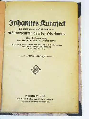 Johannes Karaseck Räuberhauptmann der Oberlausitz um 1910