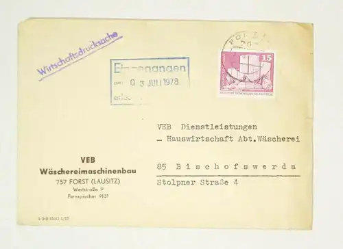 Firmen Brief VEB Wäschereimaschinenbau Forst Lausitz 1978