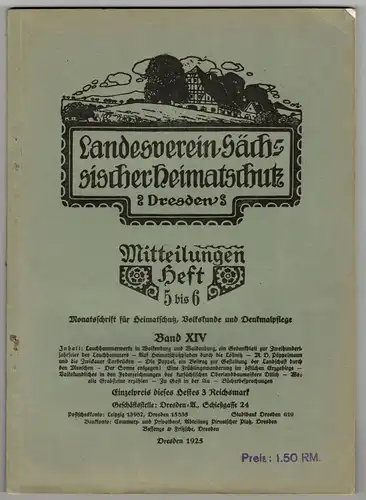 Mitteilung Landesverein Sächsischer Heimatschutz XIV Lauchhammer Lößnitz 1925
