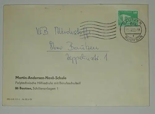 Firmen Brief  Martin-Andersen- Nexö- Schule Bautzen 1980