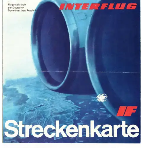 Interflug Prospekt Streckenkarte Oktober 1975 DDR Luftfahrt