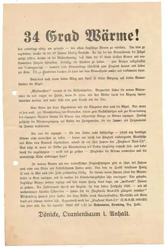 3 Imker Flugblätter Bienenflugkanal Nord-Ost Ernst Dönicke Oranienbaum 1930er