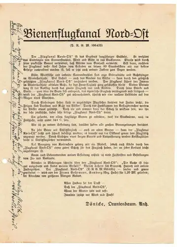 3 Imker Flugblätter Bienenflugkanal Nord-Ost Ernst Dönicke Oranienbaum 1930er