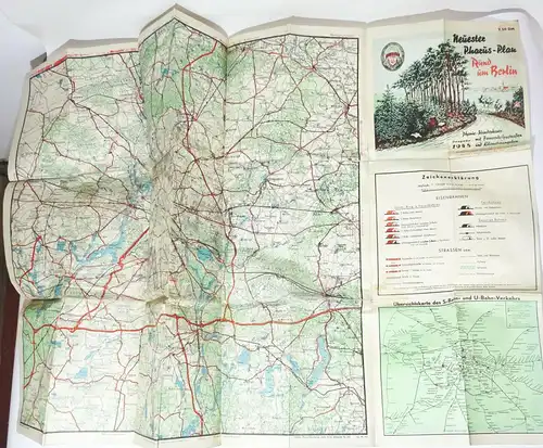 Pharus Plan Rund um Berlin S-Bahn U-Bahn 1948 Landkarte