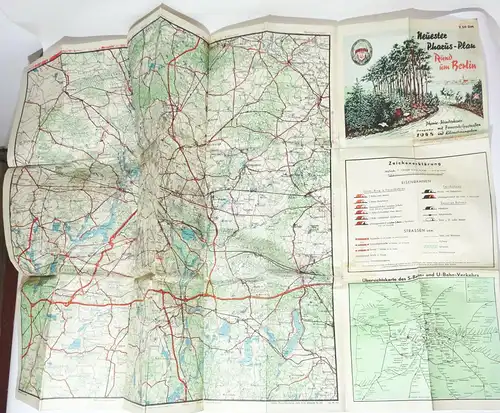 Pharus Plan Rund um Berlin S-Bahn U-Bahn 1948 Landkarte 