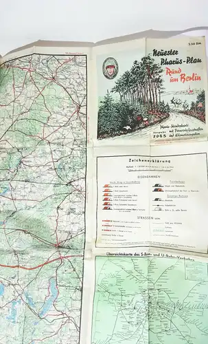 Pharus Plan Rund um Berlin S-Bahn U-Bahn 1948 Landkarte