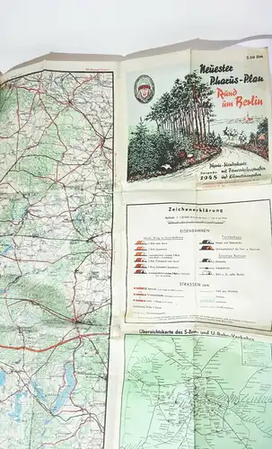 Pharus Plan Rund um Berlin S-Bahn U-Bahn 1948 Landkarte 