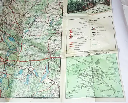 Pharus Plan Rund um Berlin S-Bahn U-Bahn 1948 Landkarte 