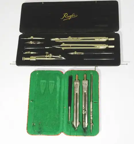 2 Zirkelkasten Voigt Mühlhausen VEB Reißzeug Bad Liebenwerda Zirkel 