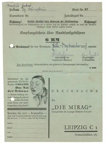 Konvolut Postkarten Empfangsschein Rundfunkgebühren Lauenstein 1929