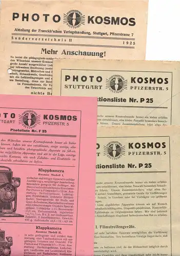 Lot Photo Kosmos Stuttgart um 1925 Fotoapparate Kamera