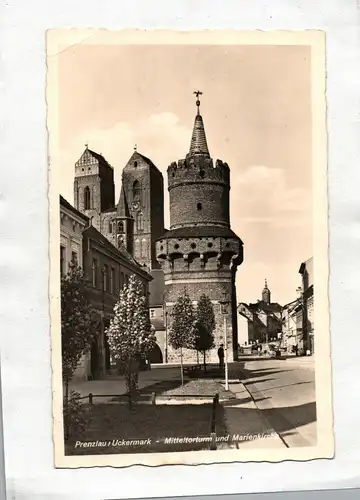 Ak Prenzlau Uckermark Mitteltorturm und Marienkirche 1942