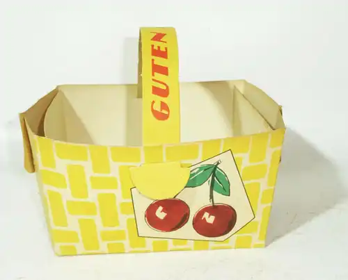 DDR Obstkorb aus Pappe 3 St. Früchtekorb Guten Appetit 1965 Faltkorb Deko Laden 