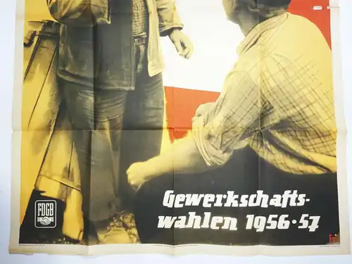 DDR Plakat Gewerkschaft Wahlen 1956 1957 Vintage