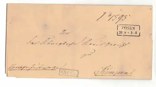 Brief Posen 1858 nach Kempen Poznan R2
