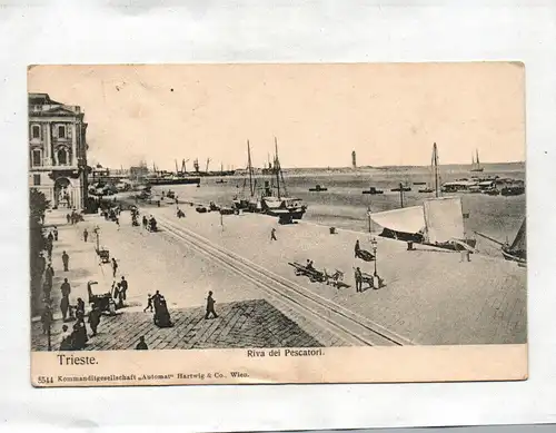 Ak Trieste Riva dei Pescatori 1907 Korrespondenzkarte Cartolina di corrispondenz