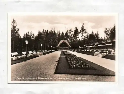 Ak Photo Oberschreiberhau Riesengebirge Kurpark Blick zur Musikhalle