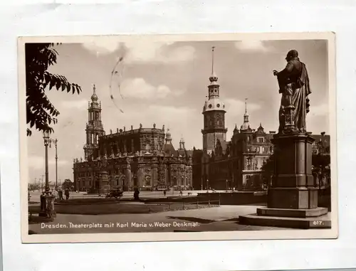 Ak Dresden Theaterplatz mit Karl Maria v. Weber Denkmal 1935