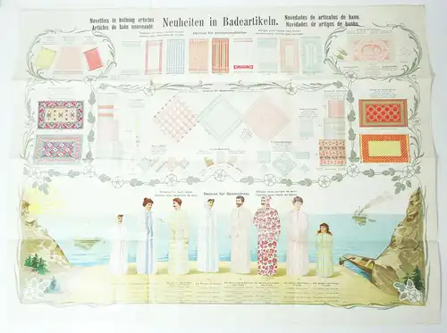 Jugendstil Plakat Neuheiten der Badeartikel Chromolithografie um 1900 Original !