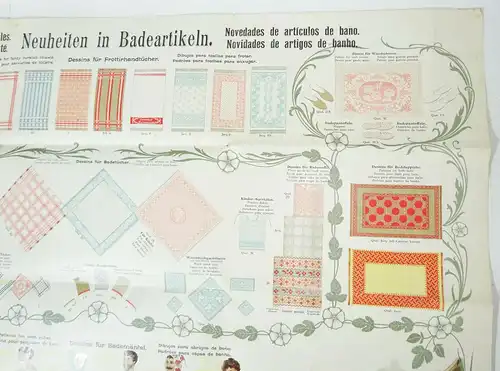 Jugendstil Plakat Neuheiten der Badeartikel Chromolithografie um 1900 Original !