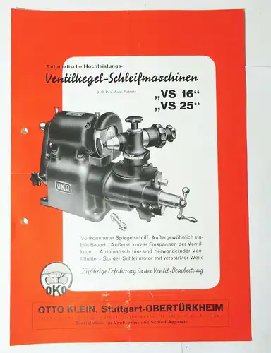 Konvolut Werbe Prospekte Otto Klein Stuttgart Obertürkheim Ventil Schleifer Kfz